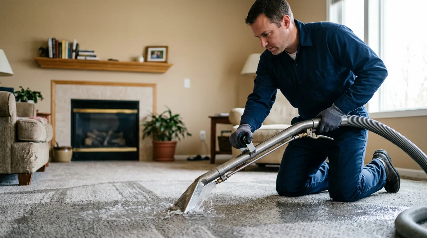 Water damage restoration technician working near Bexley, OH
